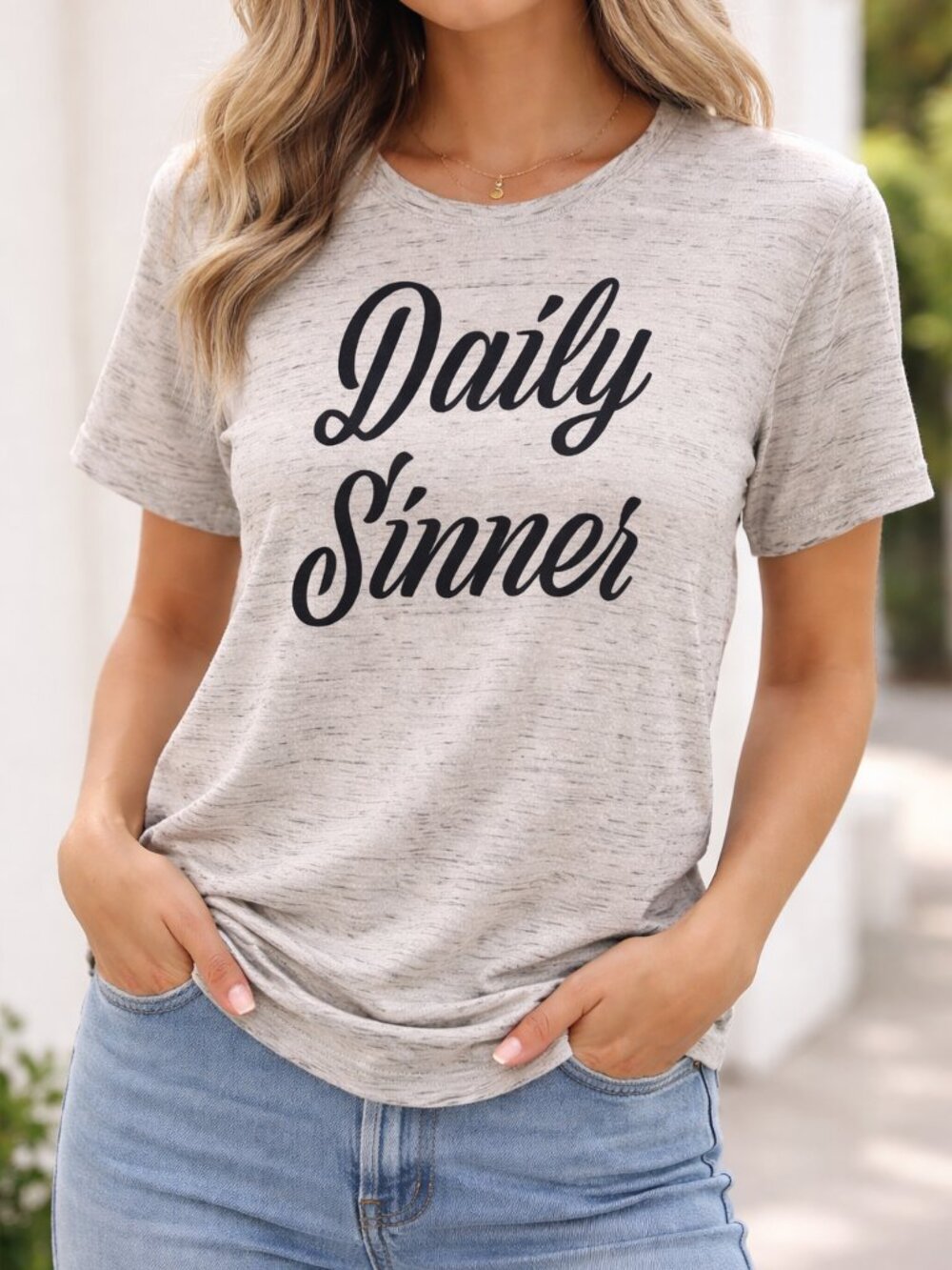 Womans Bella + Canvas Brand Graphic T-Shirt "Daily Sinner", Size Medium